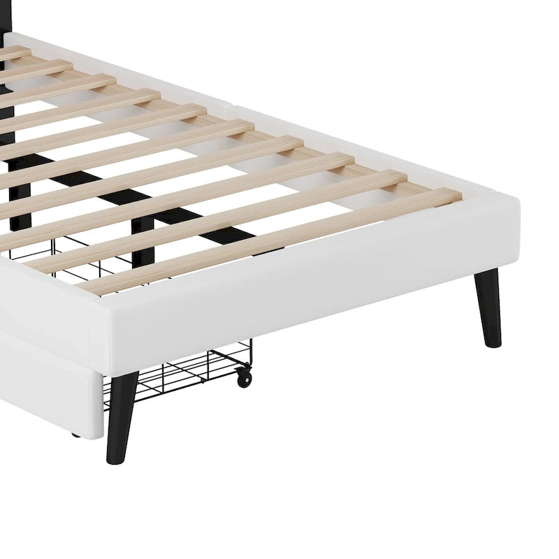 Lit princesse capitonné avec tête de lit en forme de couronne et tiroirs