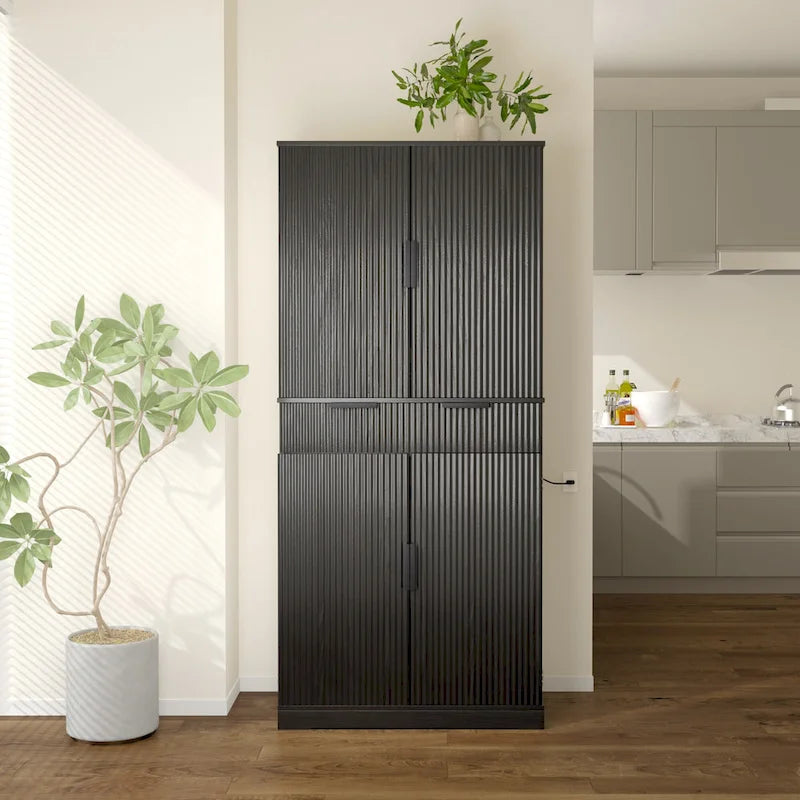 Armoire de cuisine de 72 pouces de hauteur avec 3 tiroirs pour clavier, armoire autoportante à 6 portes et étagères réglables, armoire de rangement