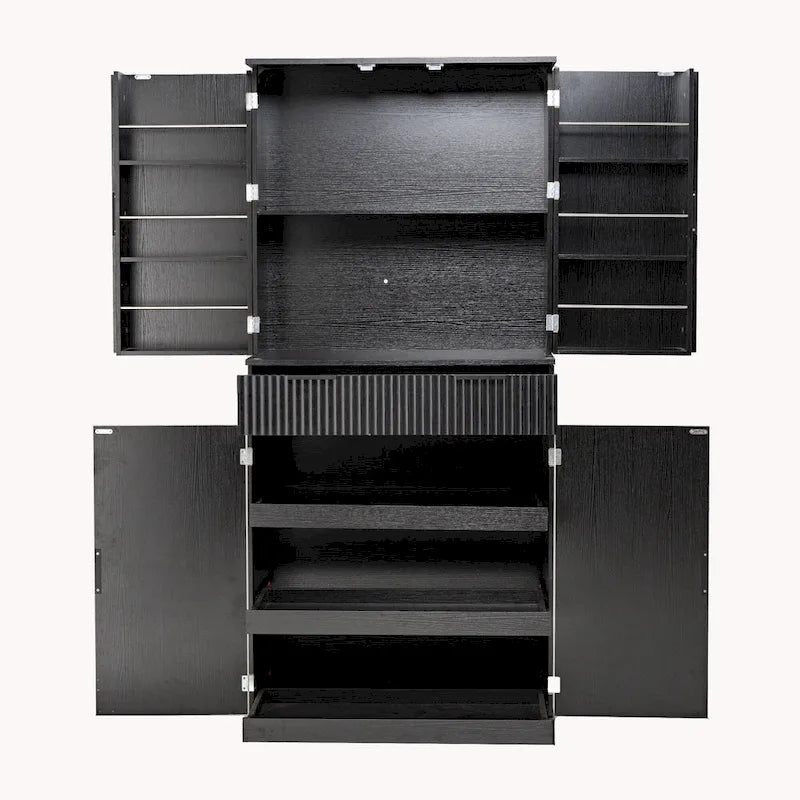 Armoire de cuisine de 72 pouces de hauteur avec 3 tiroirs pour clavier, armoire autoportante à 6 portes et étagères réglables, armoire de rangement