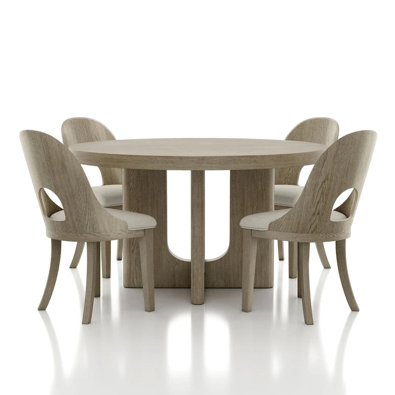 Ensemble de salle à manger rond moderne 5 pièces en bois massif Piez de Furniture of America