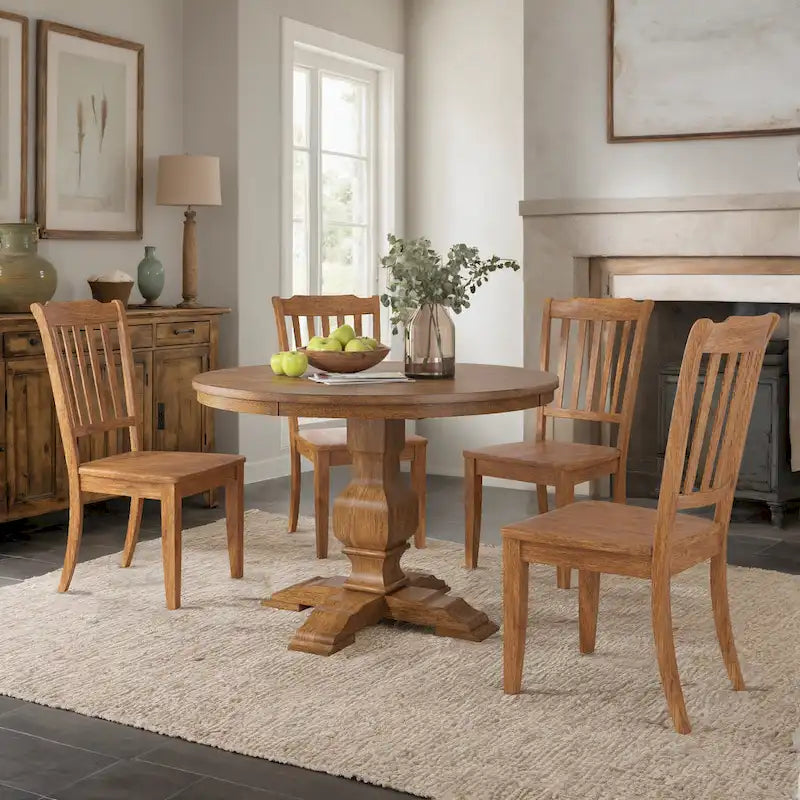 Ronda 45 Round Solid Wood Top Dining Set with Spindle Back Chairs