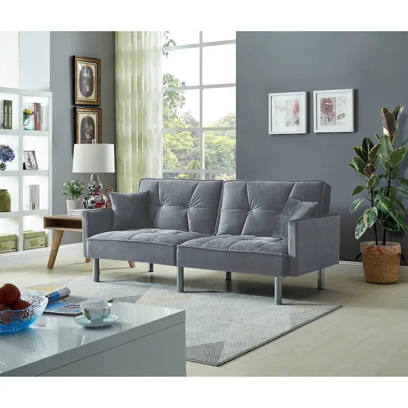 75,6 Joli canapé-lit convertible en velours, futon, causeuses