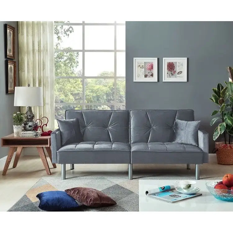 75,6 Joli canapé-lit convertible en velours, futon, causeuses