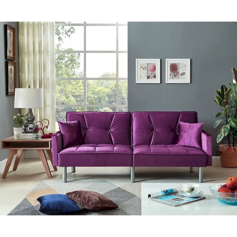 75,6 Joli canapé-lit convertible en velours, futon, causeuses