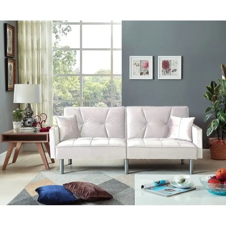 75,6 Joli canapé-lit convertible en velours, futon, causeuses