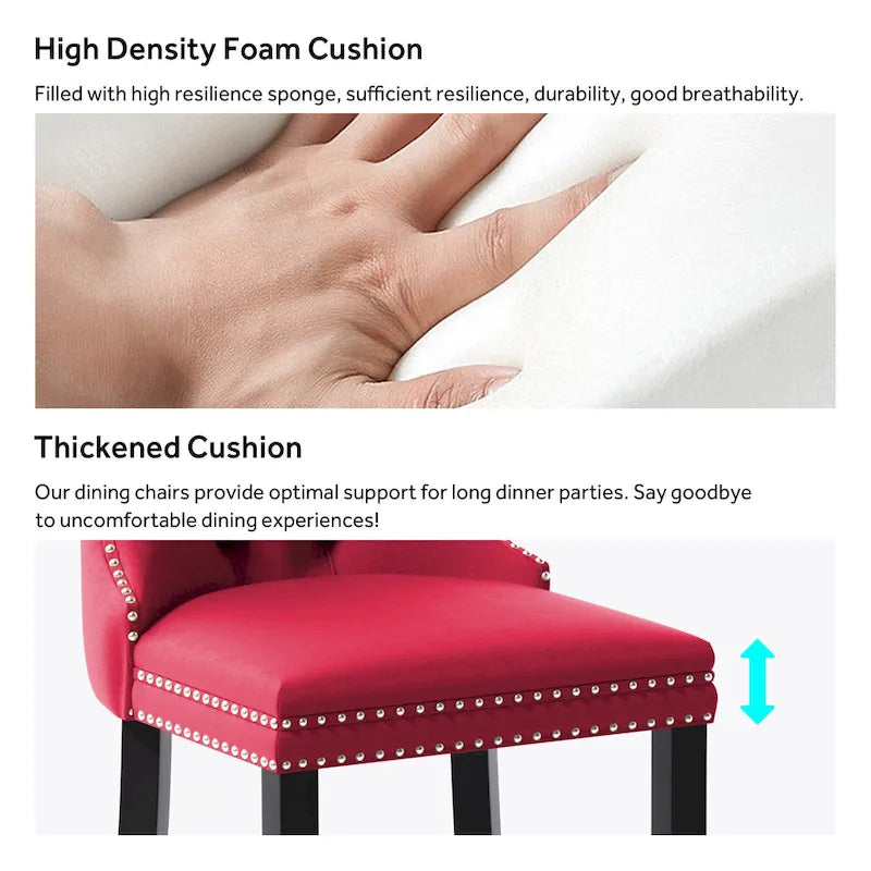 Ensemble de 6 chaises de salle à manger capitonnées en velours avec pieds en bois massif