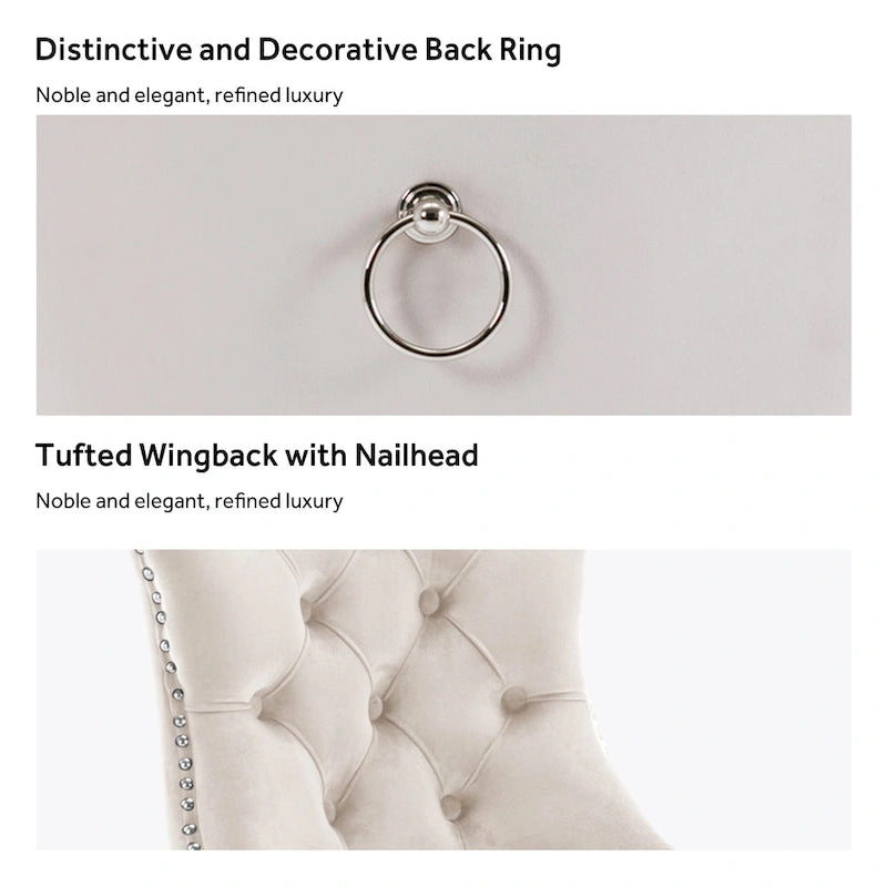 Ensemble de 6 chaises de salle à manger capitonnées en velours avec pieds en bois massif