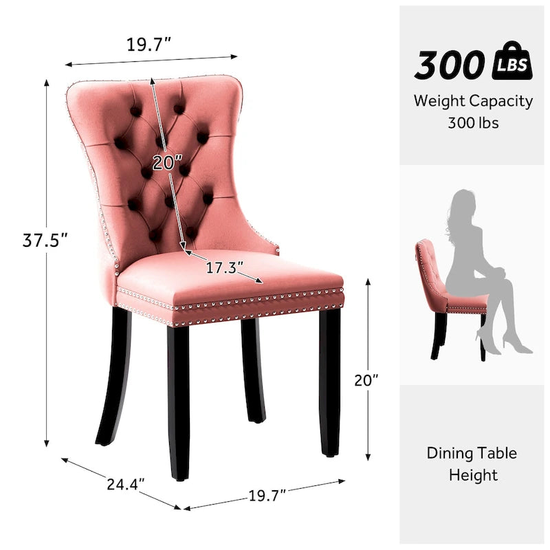 Ensemble de 6 chaises de salle à manger capitonnées en velours avec pieds en bois massif