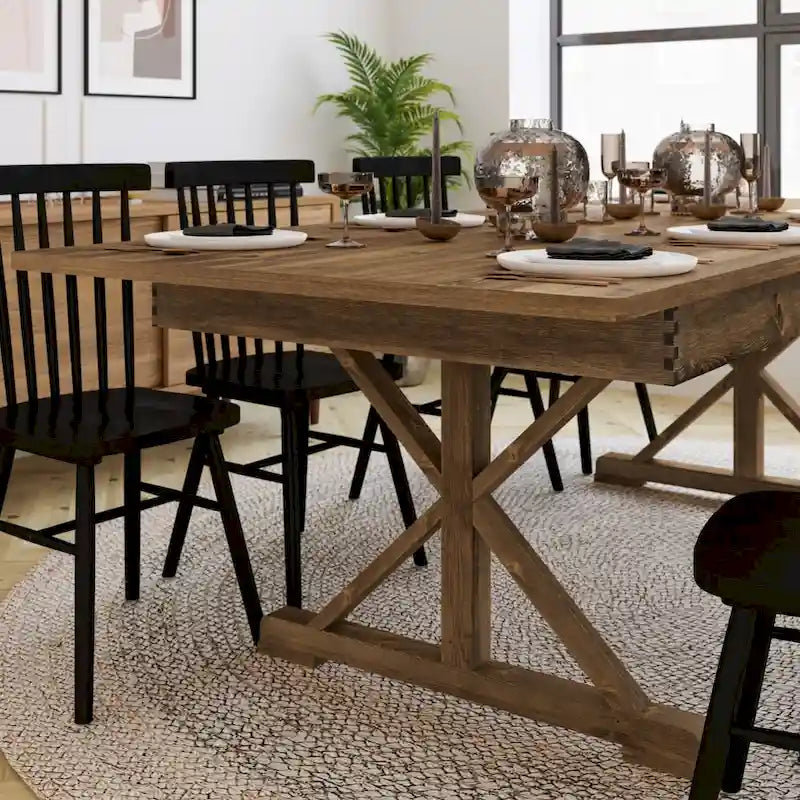 Table de salle à manger pliante rectangulaire rustique antique en pin massif 8' x 40