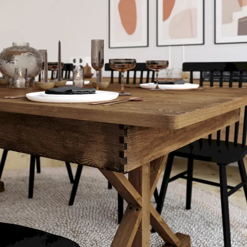 Table de salle à manger pliante rectangulaire rustique antique en pin massif 8' x 40