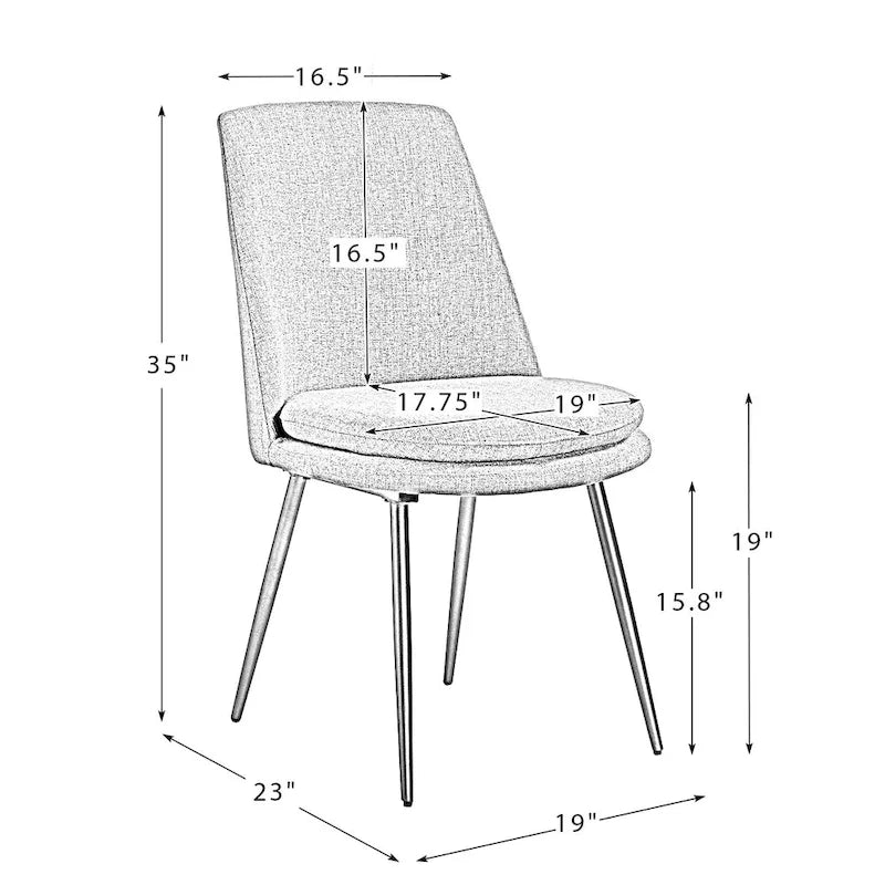 Ensemble de 2 chaises de salle à manger modernes et contemporaines Homer avec pieds en métal