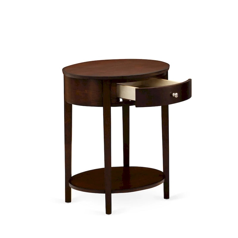 Ensemble de chambre à coucher 2 pièces East West Furniture - Cadre de lit avec tête de lit marron et 1 table de chevet en bois avec pieds noirs (taille de lit au choix)