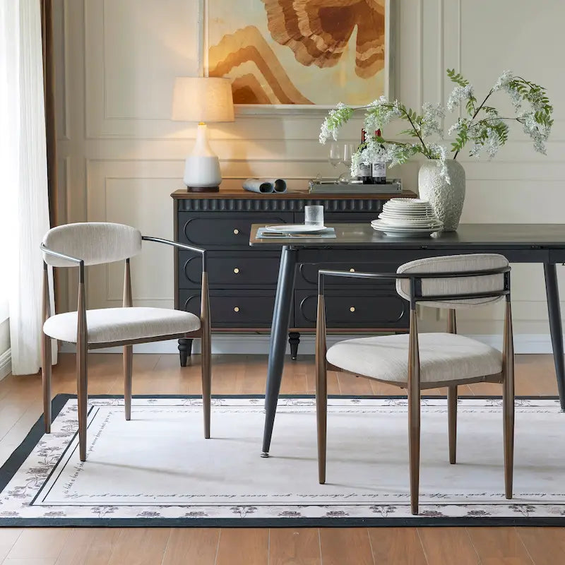 Chaises de salle à manger rembourrées Elmore de style industriel moderne (lot de 2) avec structure en fer par Christopher Knight Home