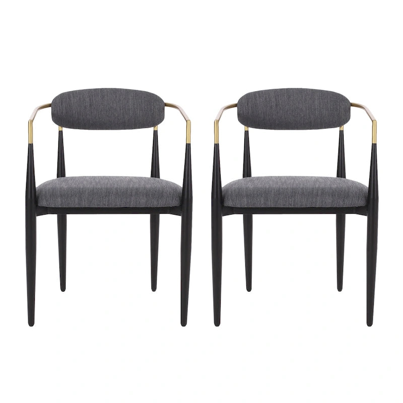 Chaises de salle à manger rembourrées Elmore de style industriel moderne (lot de 2) avec structure en fer par Christopher Knight Home