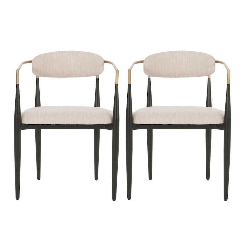Chaises de salle à manger rembourrées Elmore de style industriel moderne (lot de 2) avec structure en fer par Christopher Knight Home