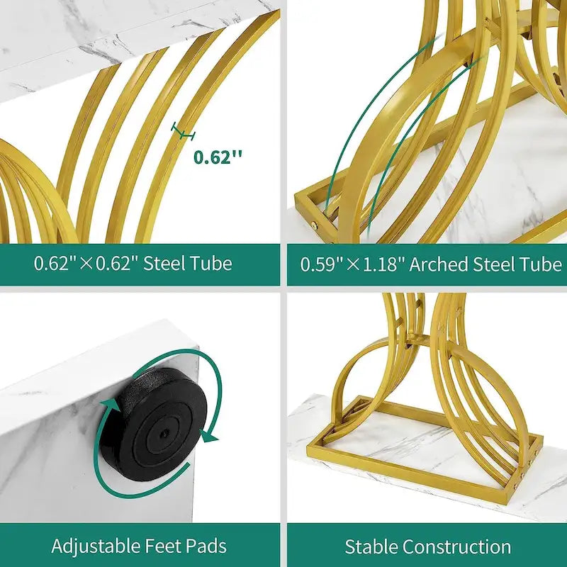 Console moderne dorée avec plateau marbré pour entrée/couloir