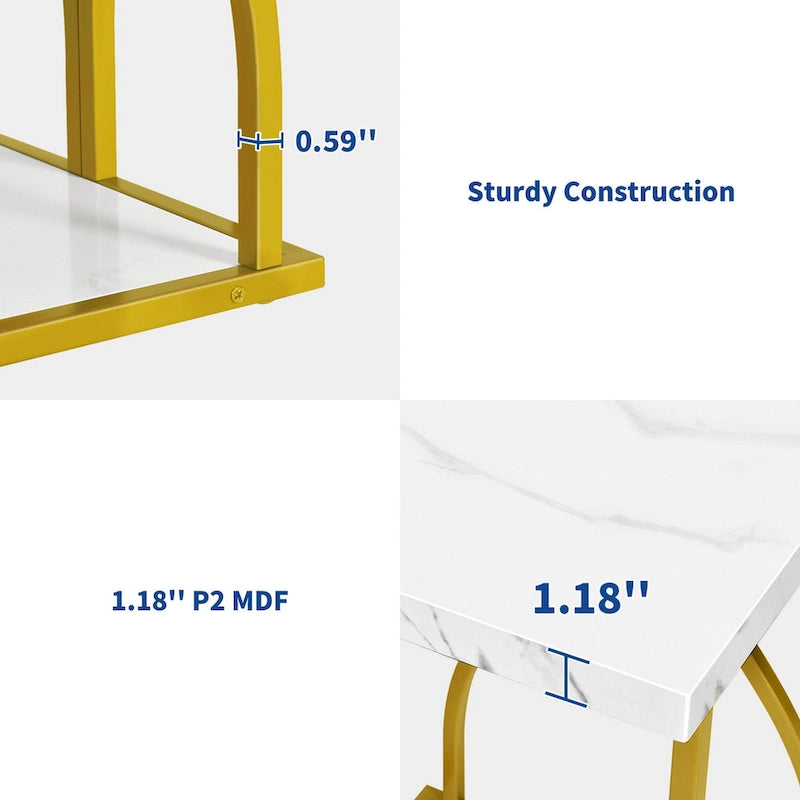 Console moderne dorée avec plateau marbré pour entrée/couloir