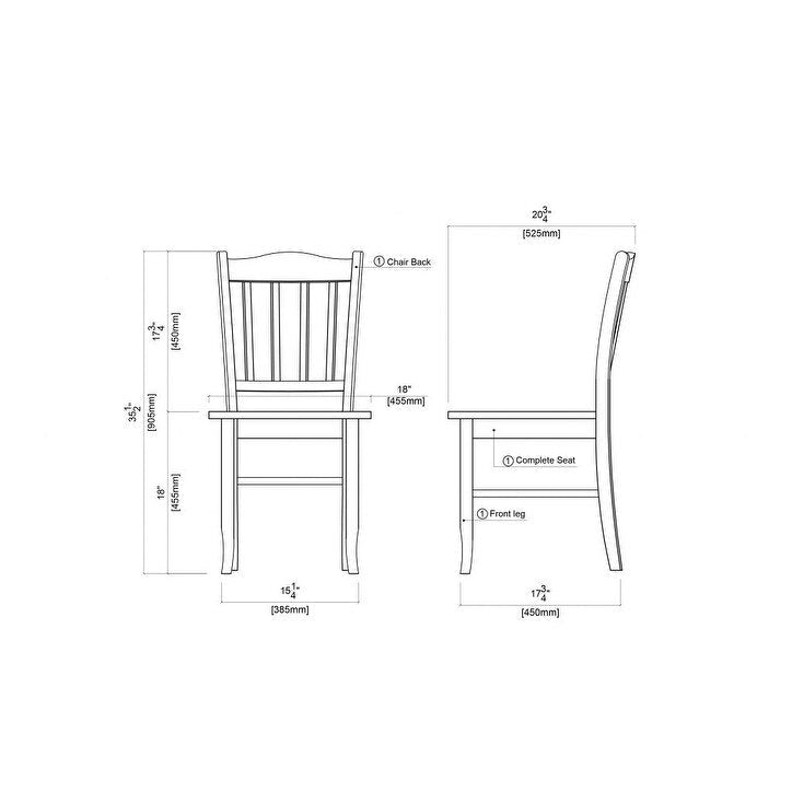 Chaises de salle à manger latérales de style Shaker (ensemble de 2)