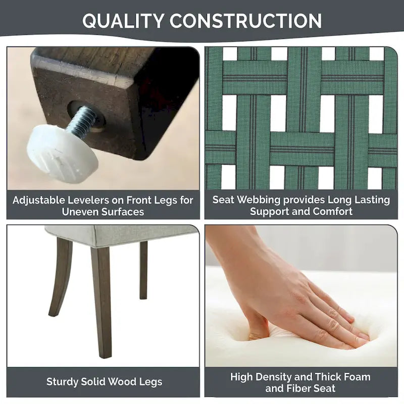 Chaises de salle à manger rembourrées Madison Park Signature Ultra avec pieds en bois (ensemble de 2)