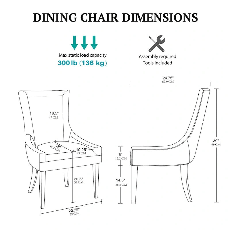 Chaises de salle à manger rembourrées Madison Park Signature Ultra avec pieds en bois (ensemble de 2)