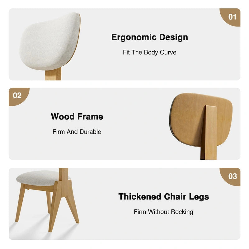 Chaises de salle à manger en bois massif (lot de 2) - 21*19*33