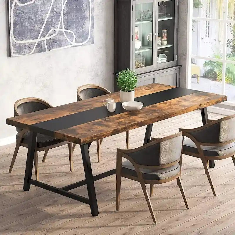 Table de salle à manger pour 8 personnes, table de cuisine rectangulaire en bois de 180 cm (70,87 pouces).