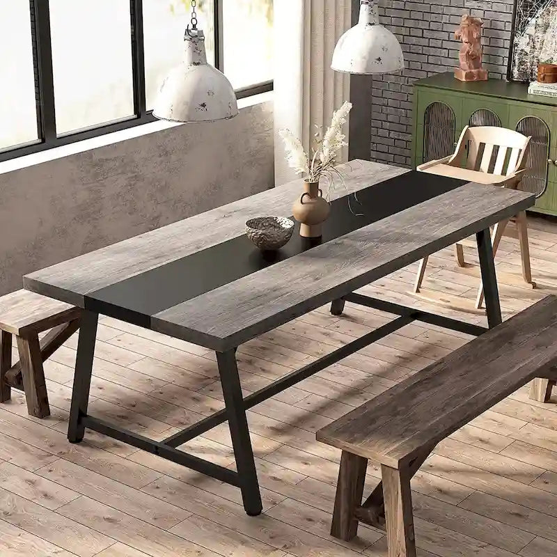 Table de salle à manger pour 8 personnes, table de cuisine rectangulaire en bois de 180 cm (70,87 pouces).