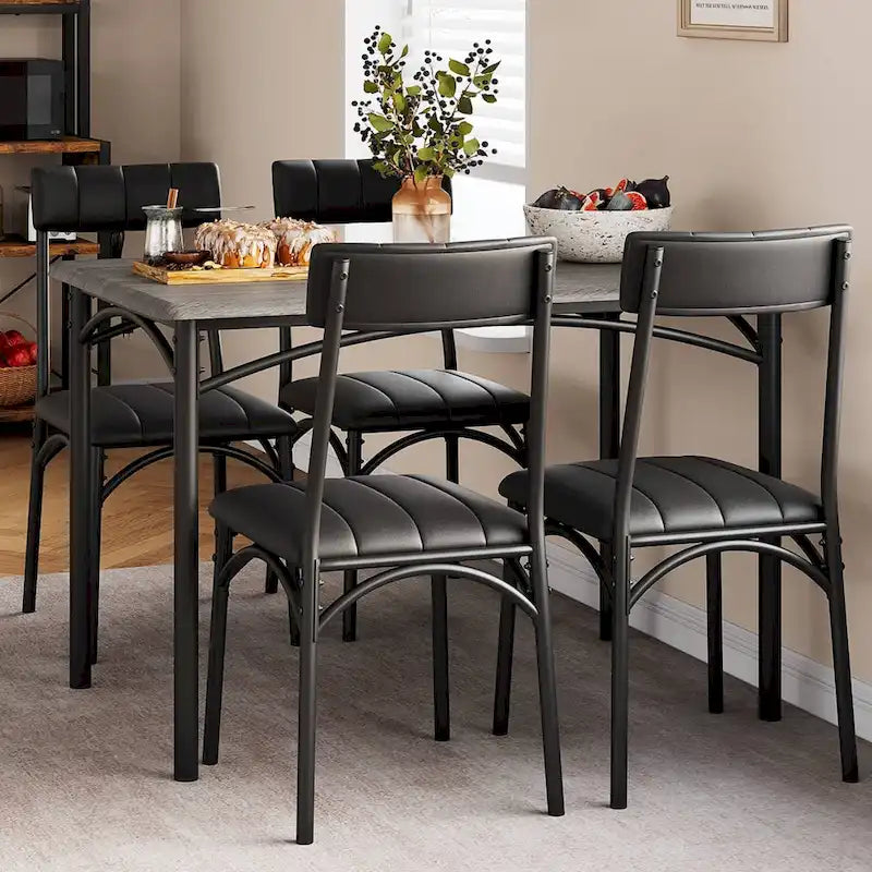 Ensemble table et chaises rectangulaires pour 4 personnes avec chaises rembourrées