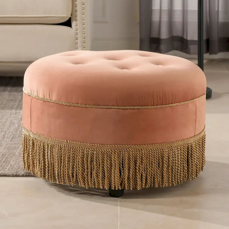 Pouf d'appoint rond rembourré Yolanda 24