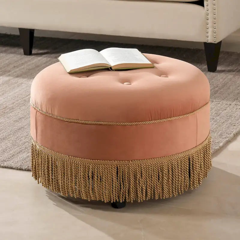 Pouf d'appoint rond rembourré Yolanda 24
