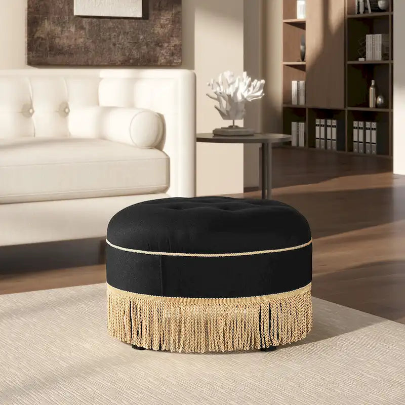 Pouf d'appoint rond rembourré Yolanda 24