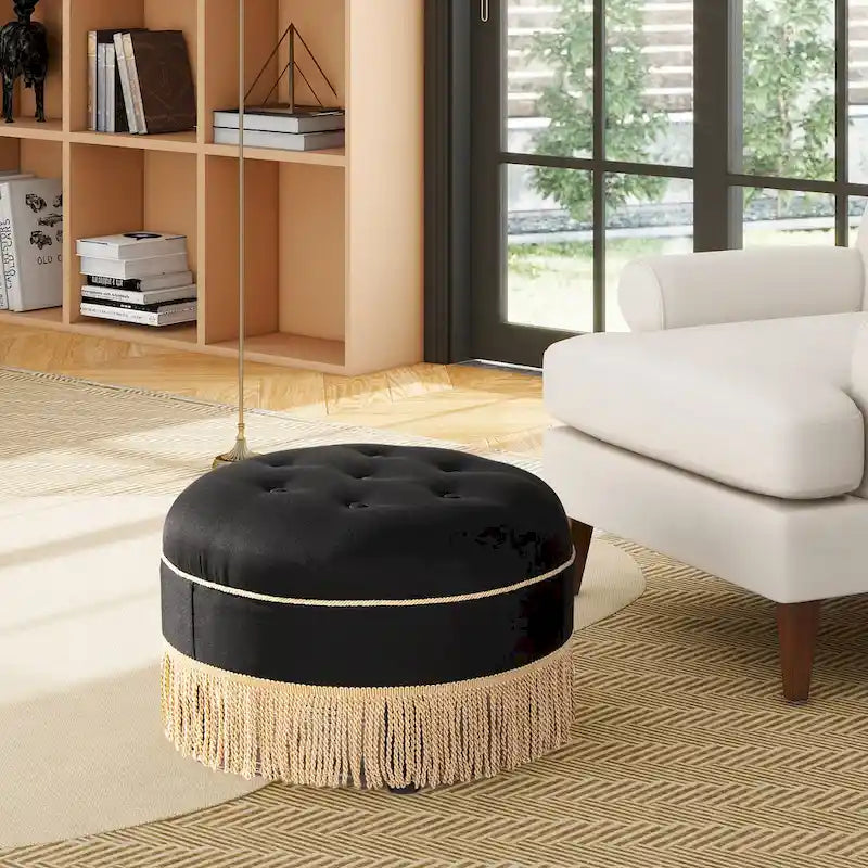 Pouf d'appoint rond rembourré Yolanda 24