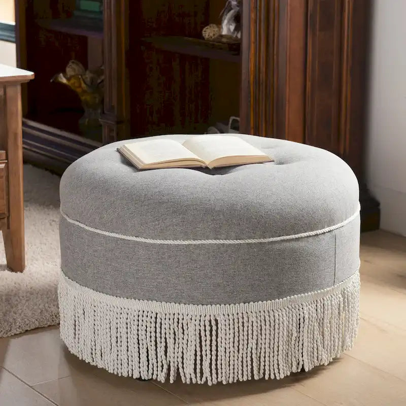 Pouf d'appoint rond rembourré Yolanda 24