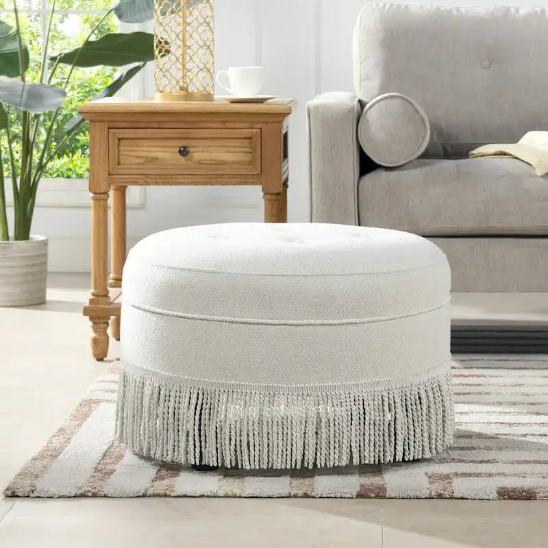 Pouf d'appoint rond rembourré Yolanda 24