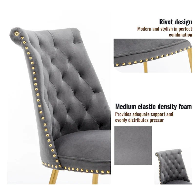 Ensemble de salle à manger Clihome en bois de Walut (7 pièces) avec chaise en velours