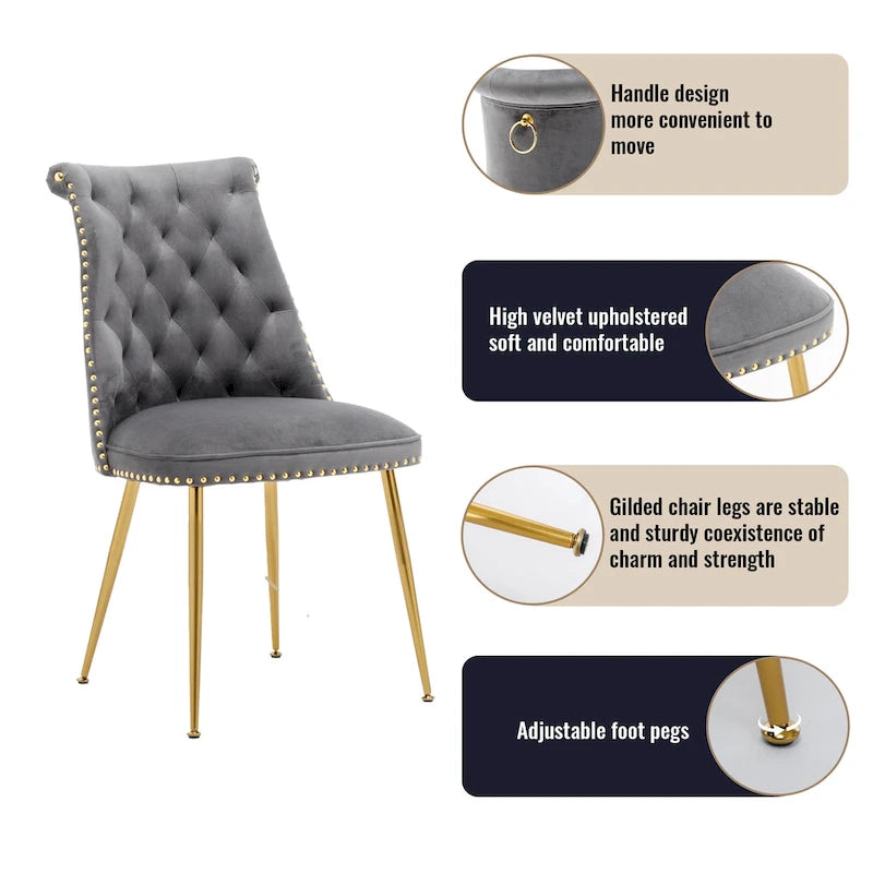 Ensemble de salle à manger Clihome en bois de Walut (7 pièces) avec chaise en velours