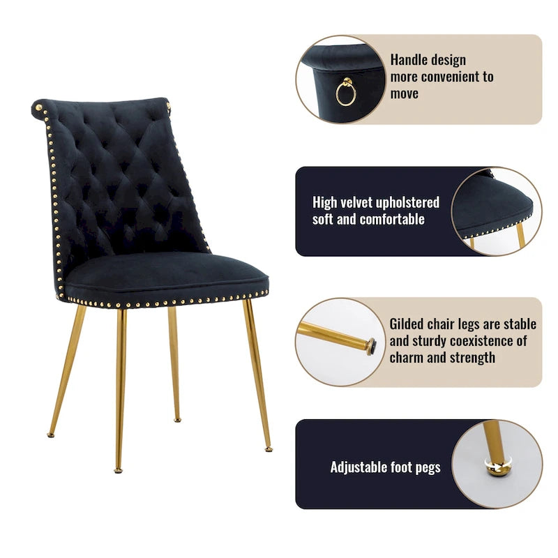 Ensemble de salle à manger Clihome en bois de Walut (7 pièces) avec chaise en velours