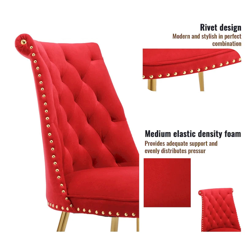 Ensemble de salle à manger Clihome en bois de Walut (7 pièces) avec chaise en velours