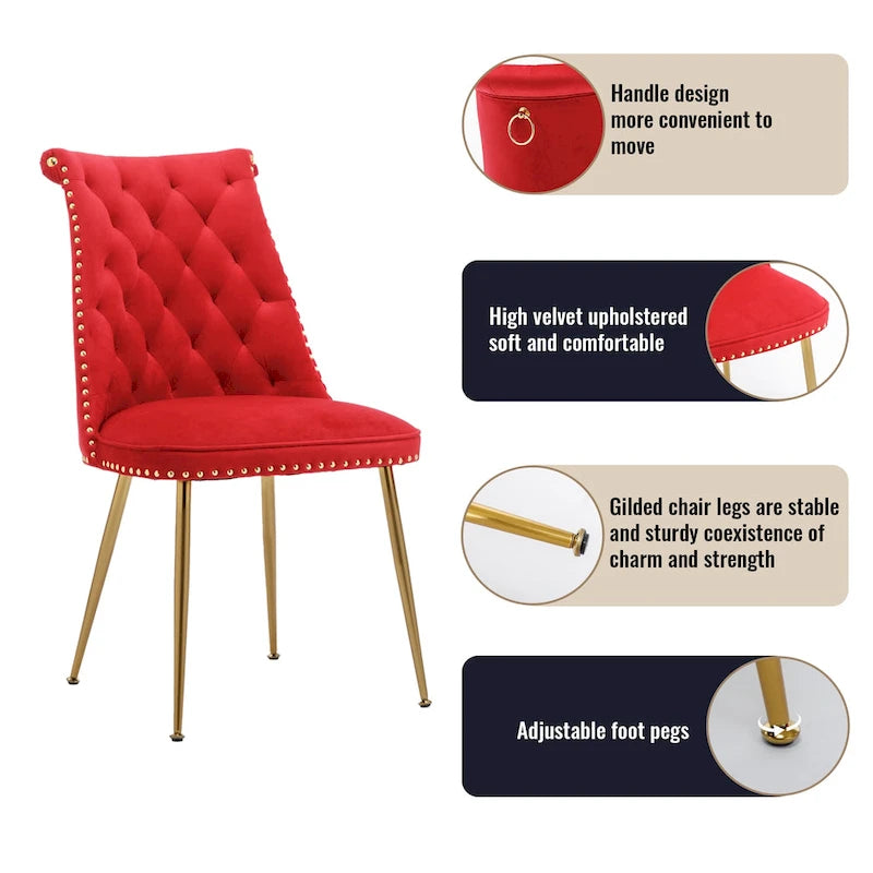 Ensemble de salle à manger Clihome en bois de Walut (7 pièces) avec chaise en velours