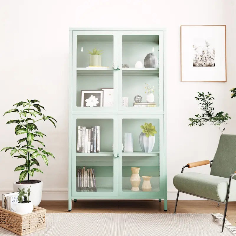 Armoire de rangement à quatre portes vitrées