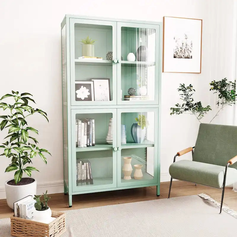 Armoire de rangement à quatre portes vitrées