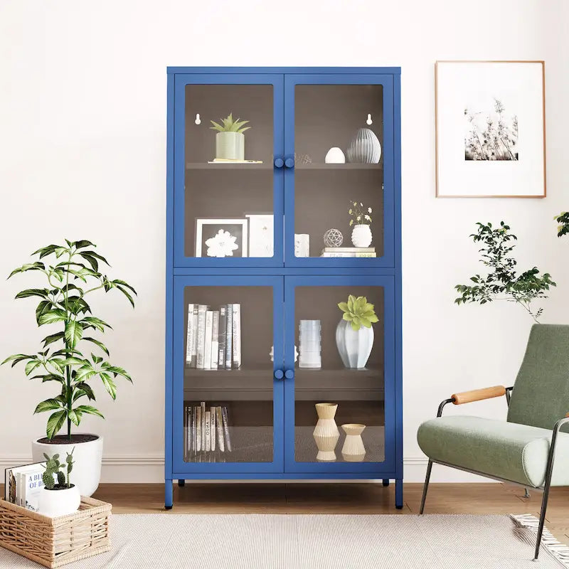Armoire de rangement à quatre portes vitrées