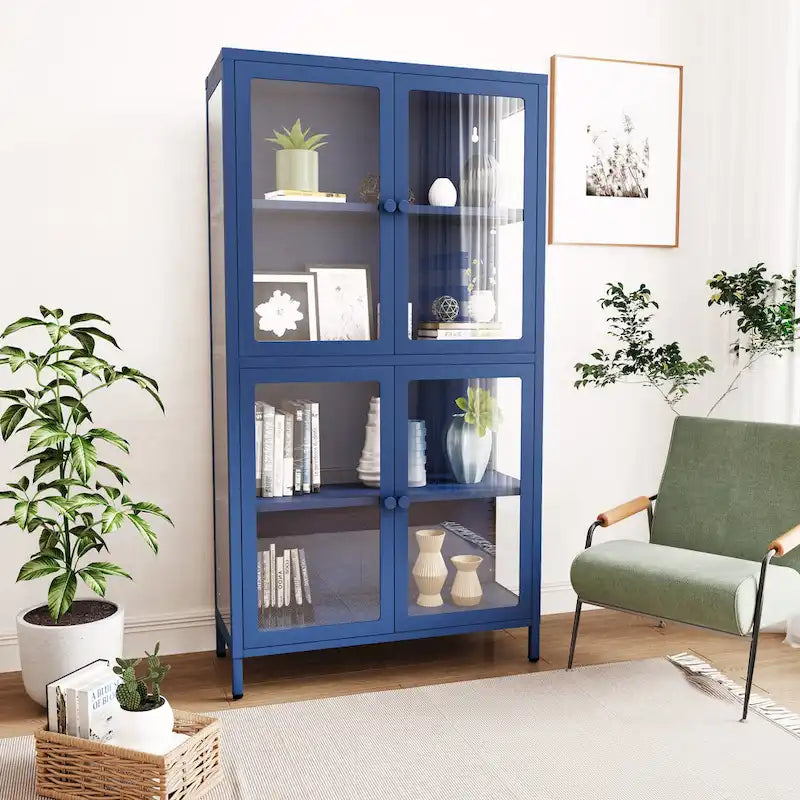 Armoire de rangement à quatre portes vitrées