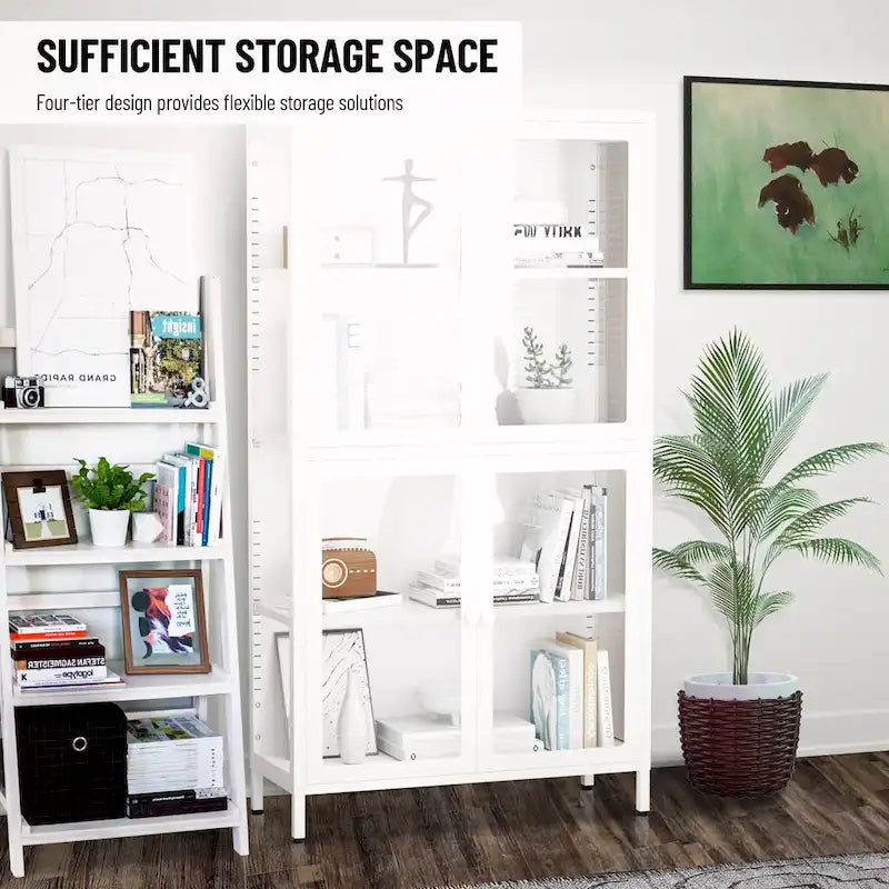 Armoire de rangement à quatre portes vitrées