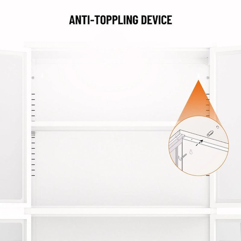 Armoire de rangement à quatre portes vitrées