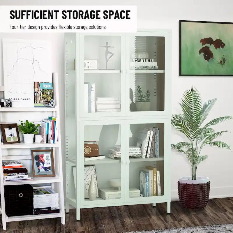 Armoire de rangement à quatre portes vitrées