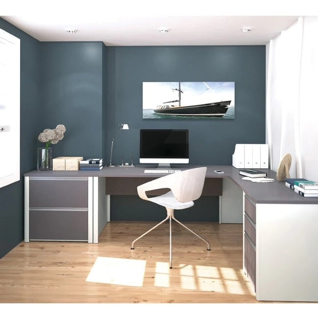 Poste de travail en L Bestar Connexion avec classeur latéral