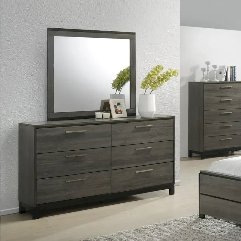 Ensemble de chambre à coucher en bois Carbon Loft Lippmann finition gris antique, format queen