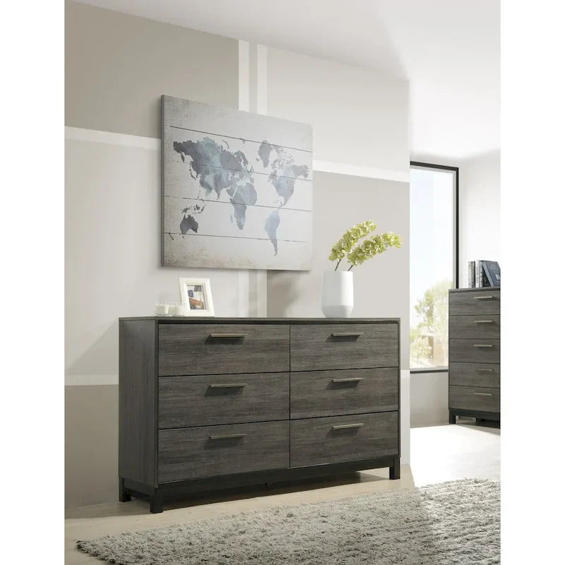 Ensemble de chambre à coucher en bois Carbon Loft Lippmann finition gris antique, format queen