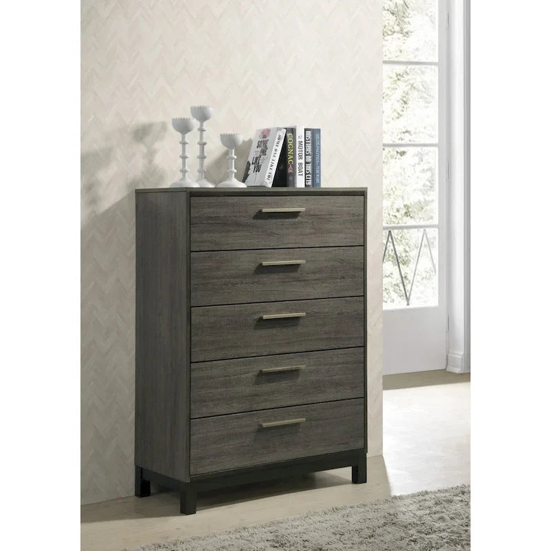 Ensemble de chambre à coucher en bois Carbon Loft Lippmann finition gris antique, format queen